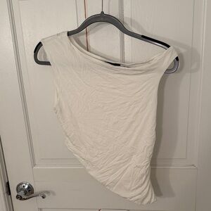 Chic Asymmetrical White Women's Tank Top